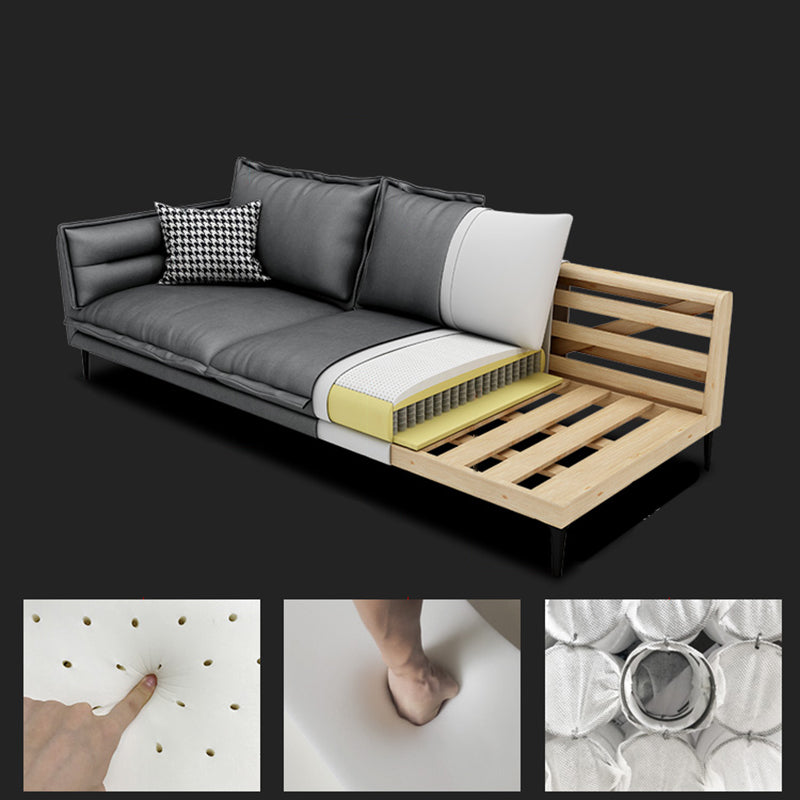 Standard Contemporary Square Arm Stain Resistant Settee Couch with Pillows
