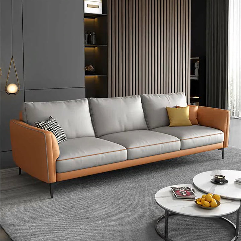 Standard Faux Leather Contemporary Back Settee Couch with Pillows
