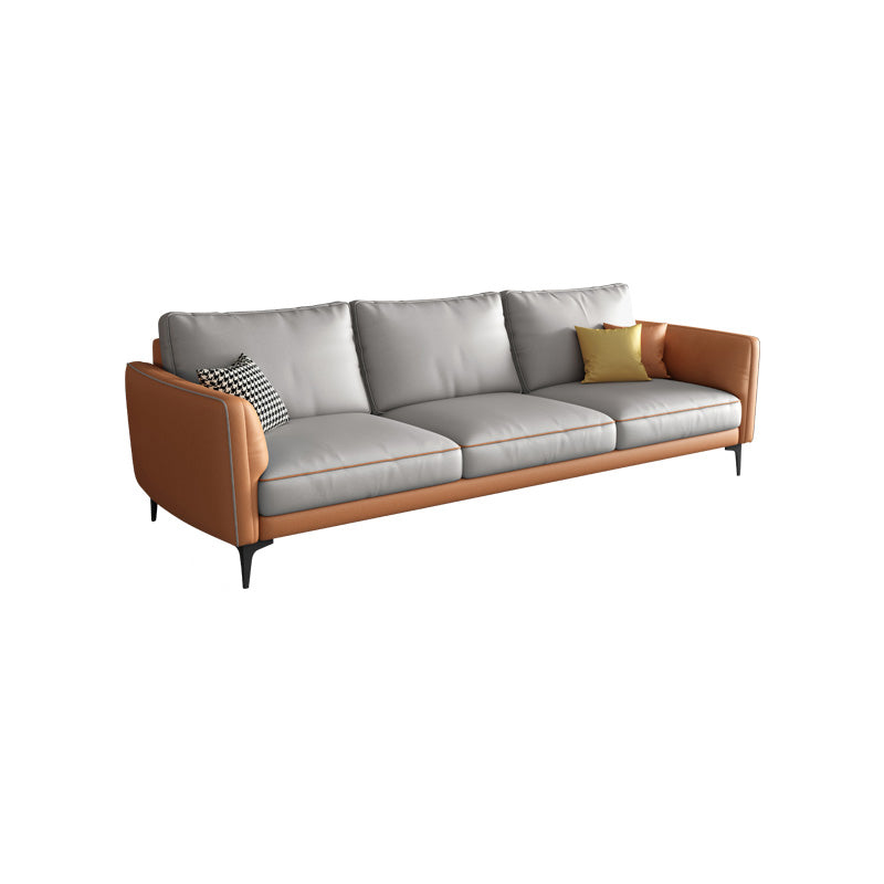 Standard Faux Leather Contemporary Back Settee Couch with Pillows