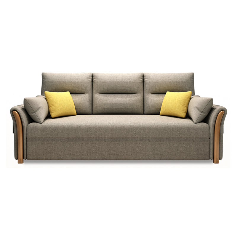 Contemporary Cotton Blend Convertible Flared Arm Couch Bed with Pillows