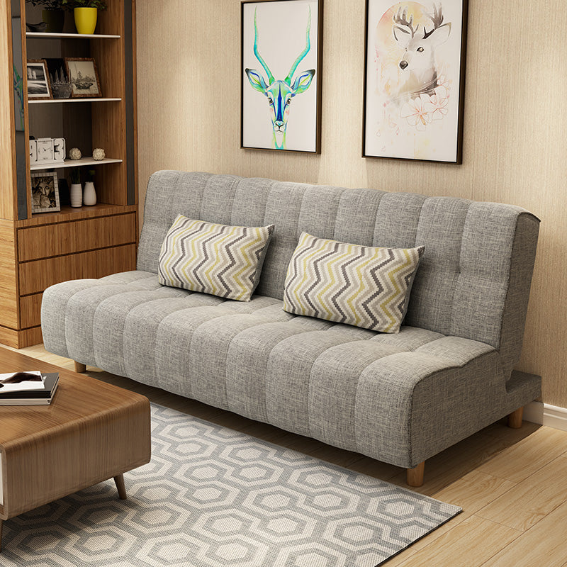 Cotton Blend and Faux Leather Contemporary Armless Couch Bed