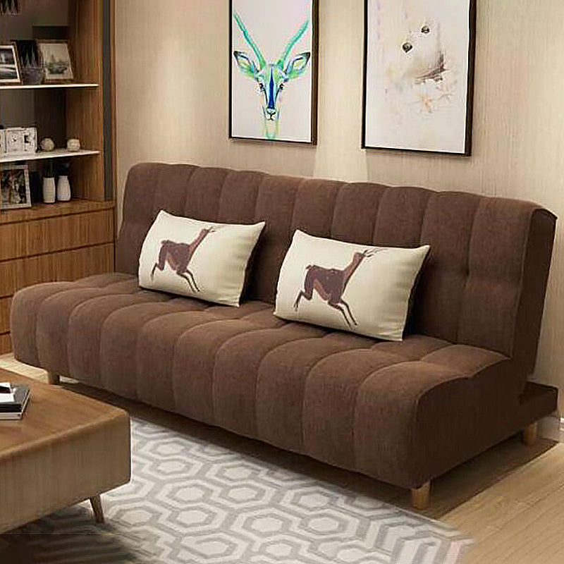 Cotton Blend and Faux Leather Contemporary Armless Couch Bed