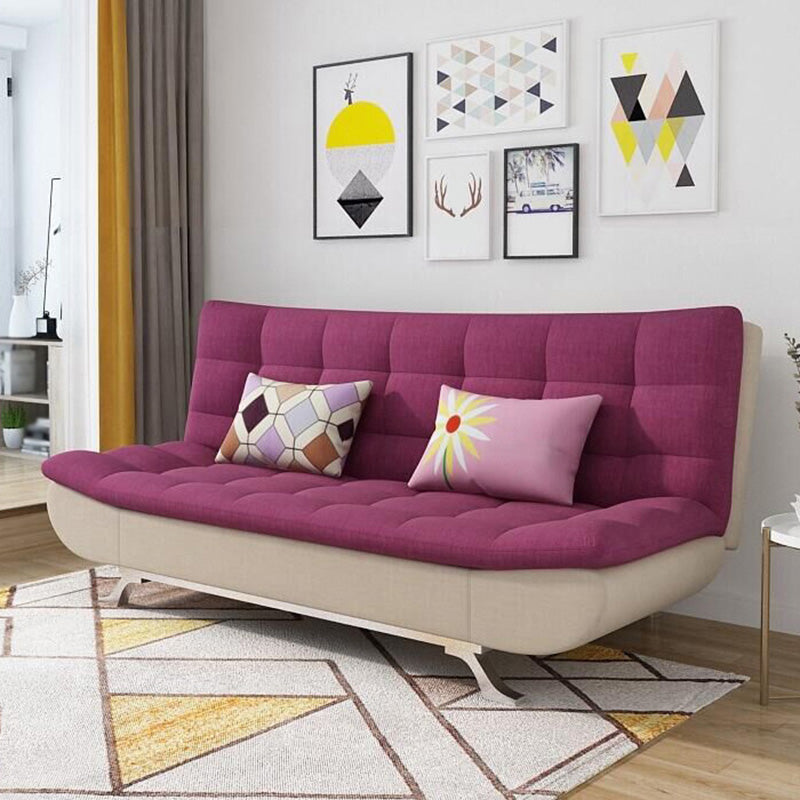 Convertible Contemporary Biscuit Back Armless Cotton Blend Sofa Bed