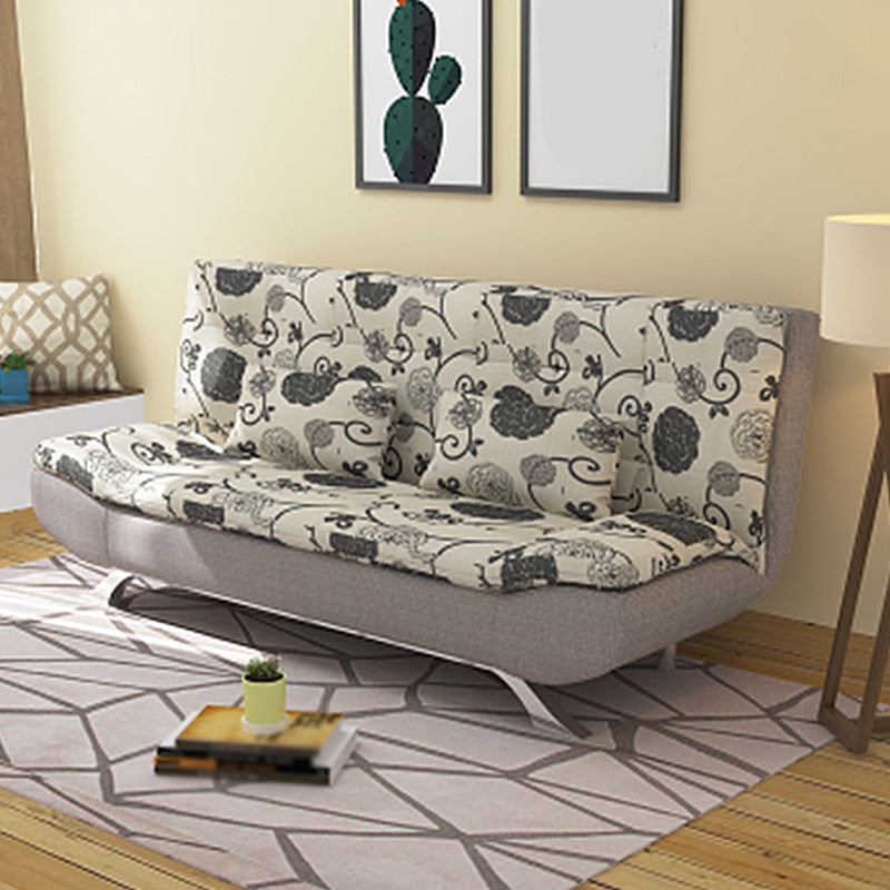 Convertible Contemporary Biscuit Back Armless Cotton Blend Sofa Bed