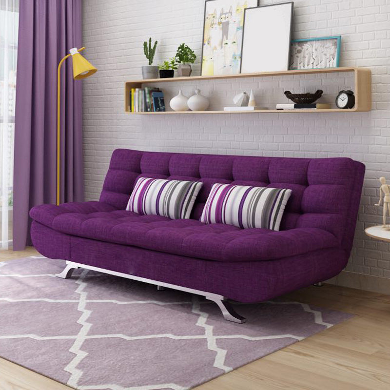 Convertible Contemporary Biscuit Back Armless Cotton Blend Sofa Bed
