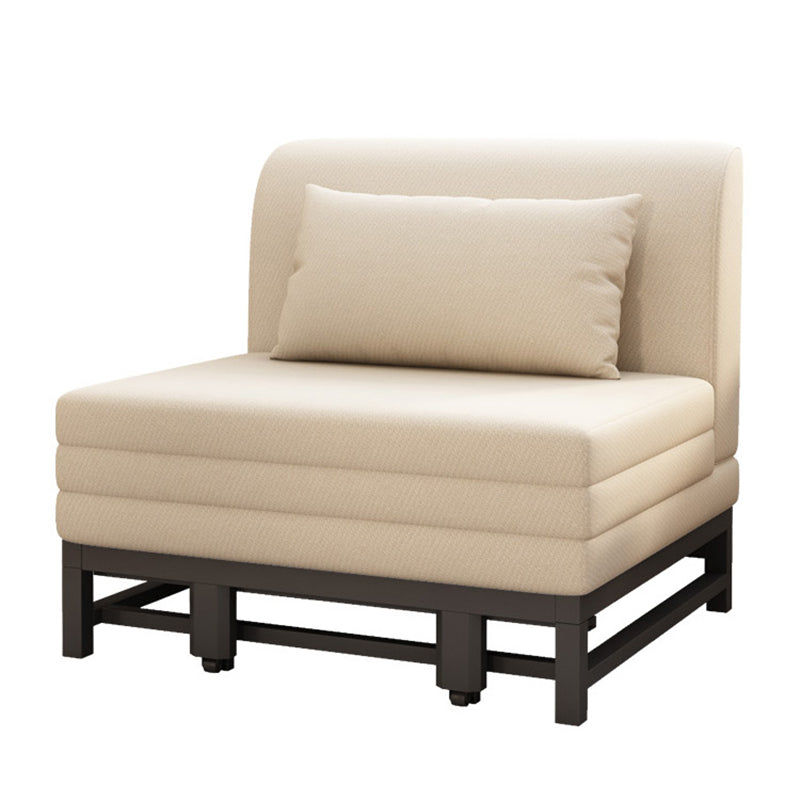 Creamy-white Contemporary Linen Armless Sofa Bed Standard Sofa for Living Room