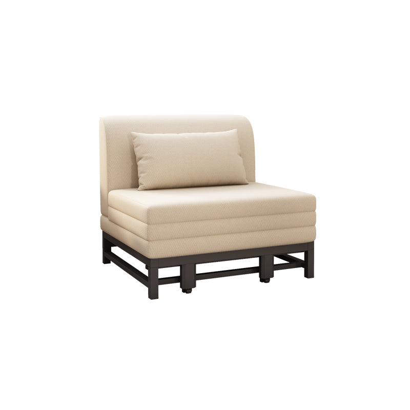 Creamy-white Contemporary Linen Armless Sofa Bed Standard Sofa for Living Room