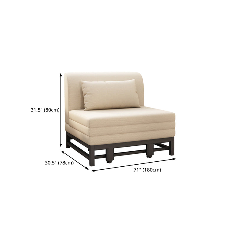 Creamy-white Contemporary Linen Armless Sofa Bed Standard Sofa for Living Room