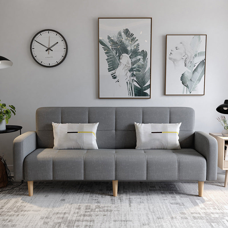 Linen Contemporary Square Arm Sofa Convertible Sofa with Biscuit Back for Living Room