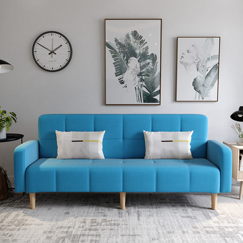 Linen Contemporary Square Arm Sofa Convertible Sofa with Biscuit Back for Living Room