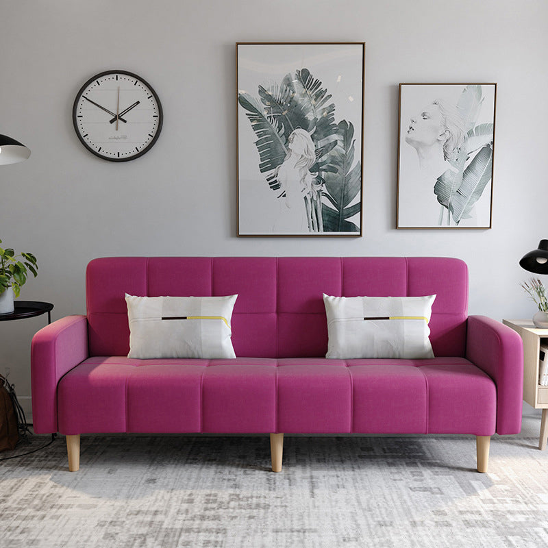 Linen Contemporary Square Arm Sofa Convertible Sofa with Biscuit Back for Living Room