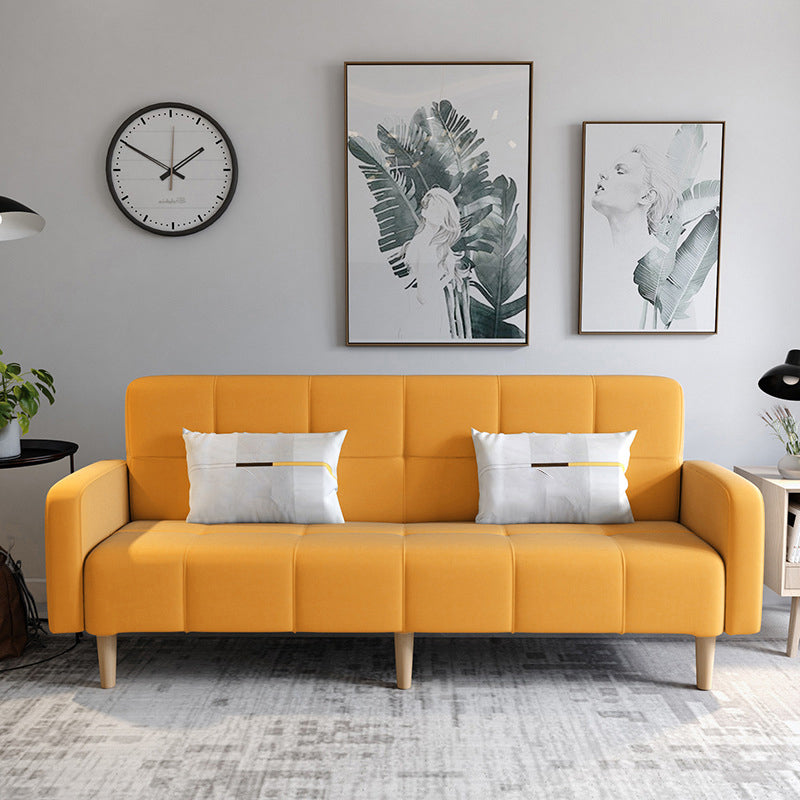 Linen Contemporary Square Arm Sofa Convertible Sofa with Biscuit Back for Living Room