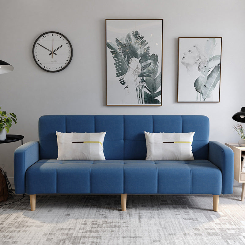 Linen Contemporary Square Arm Sofa Convertible Sofa with Biscuit Back for Living Room