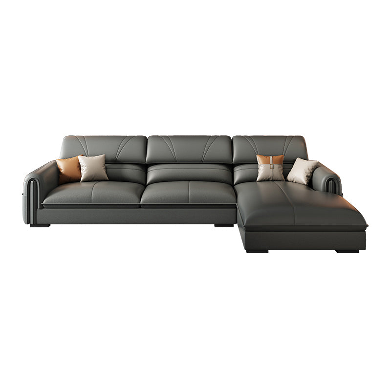 35.4"H Modern Grey Square Arm Faux Leather Sofa& Chaise for Living Room