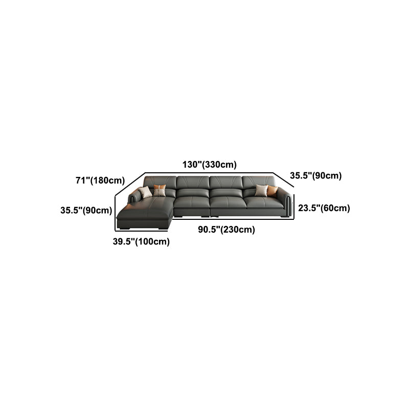 35.4"H Modern Grey Square Arm Faux Leather Sofa& Chaise for Living Room