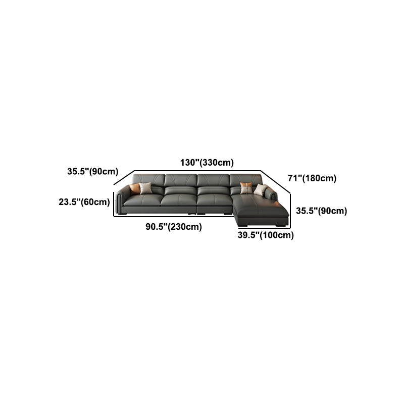 35.4"H Modern Grey Square Arm Faux Leather Sofa& Chaise for Living Room