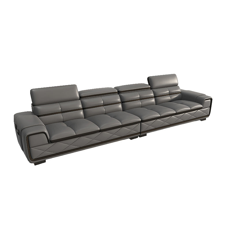 Modern Sofa Bed Leather Upholstered Grey Latex/sponge Upholstered Solid Wood Frame Sofa