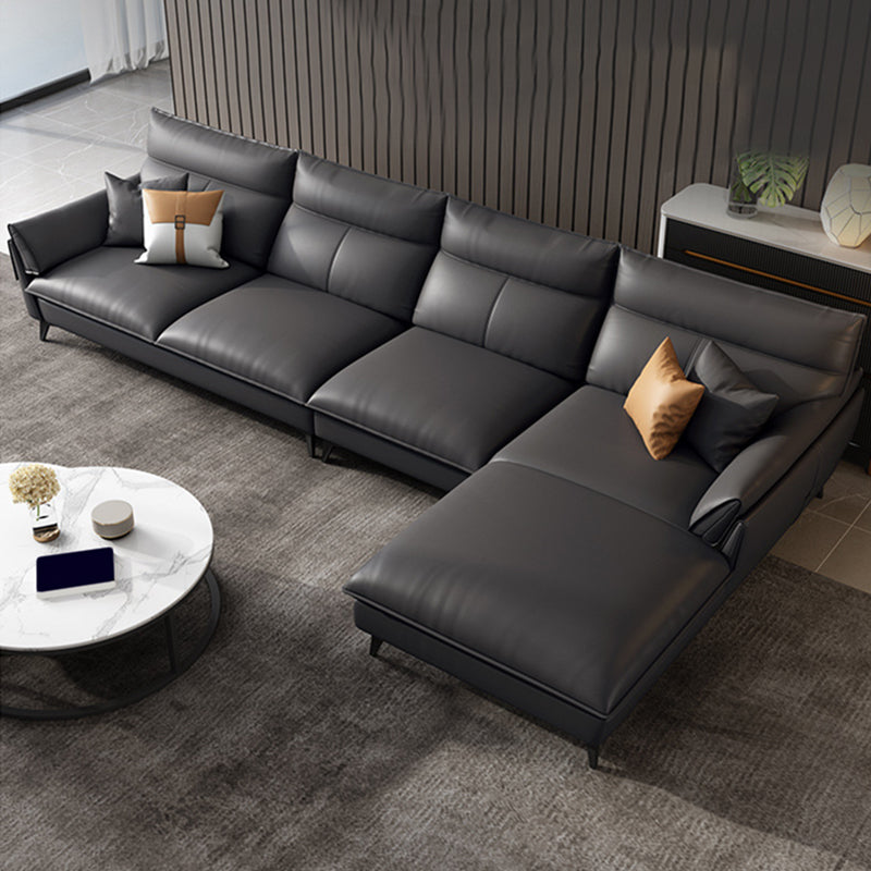 Black/grey Leather Sofa Armrest and Cushioning Back Sponge/latex Seat Filling Sofa Bed