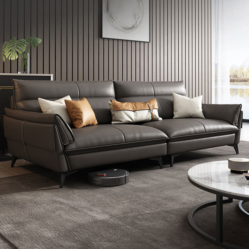Black/grey Leather Sofa Armrest and Cushioning Back Sponge/latex Seat Filling Sofa Bed