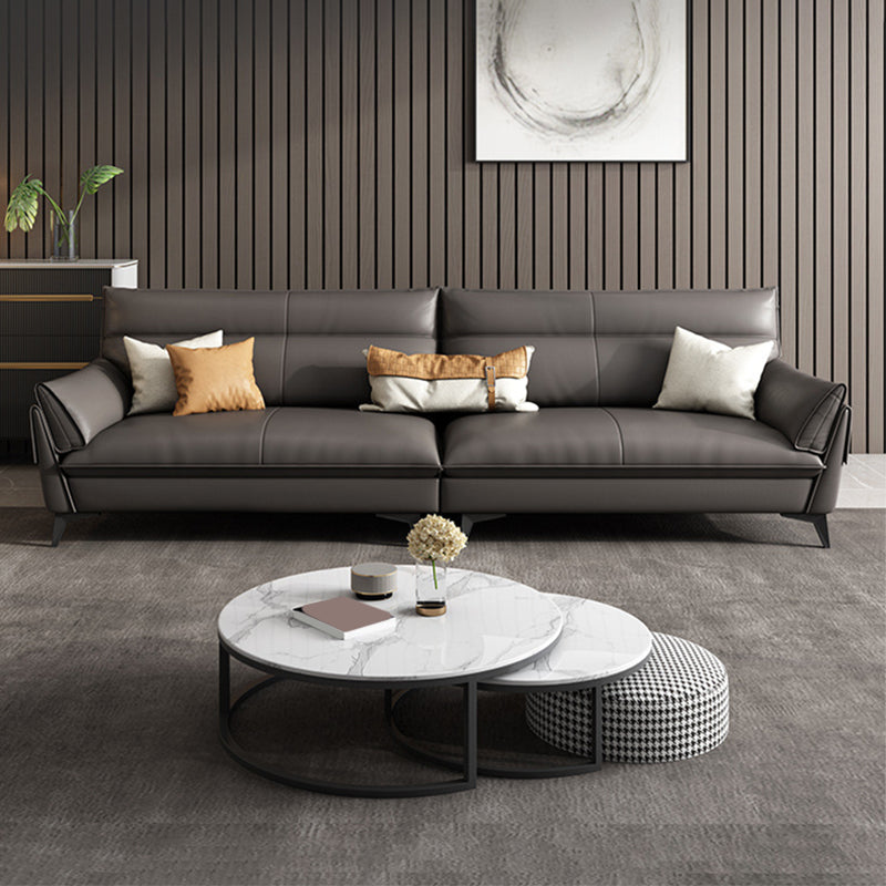 Black/grey Leather Sofa Armrest and Cushioning Back Sponge/latex Seat Filling Sofa Bed