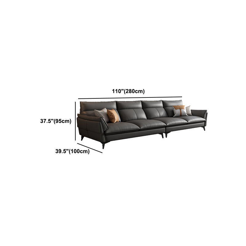 Black/grey Leather Sofa Armrest and Cushioning Back Sponge/latex Seat Filling Sofa Bed