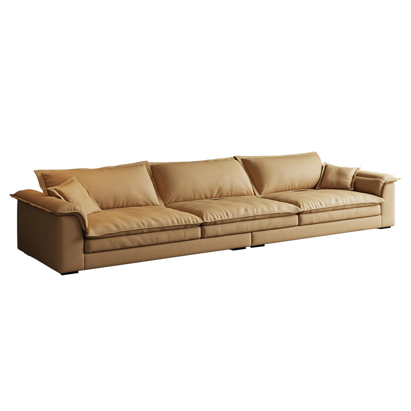 Nordic Pillow Top Arm Sofa & Chaise Faux Leather Sofa with Pillows