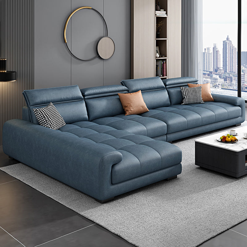 Modern 39.3"H Faux Leather Pillow Top Arm Sofa & Chaise for Living Room