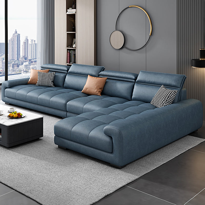 Modern 39.3"H Faux Leather Pillow Top Arm Sofa & Chaise for Living Room