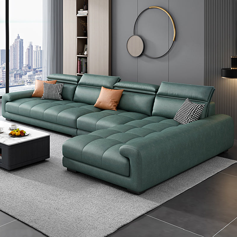 Modern 39.3"H Faux Leather Pillow Top Arm Sofa & Chaise for Living Room