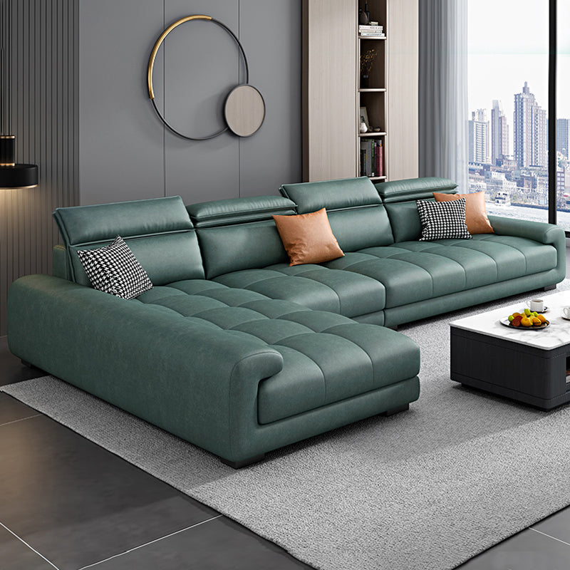 Modern 39.3"H Faux Leather Pillow Top Arm Sofa & Chaise for Living Room