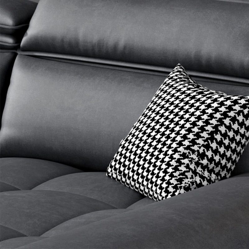 Modern 39.3"H Faux Leather Pillow Top Arm Sofa & Chaise for Living Room