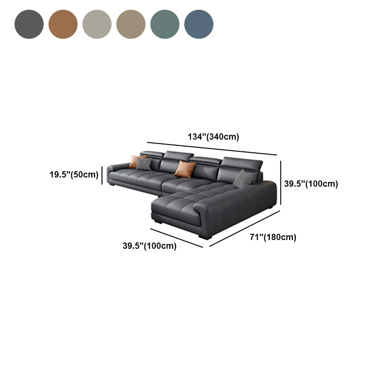 Modern 39.3"H Faux Leather Pillow Top Arm Sofa & Chaise for Living Room