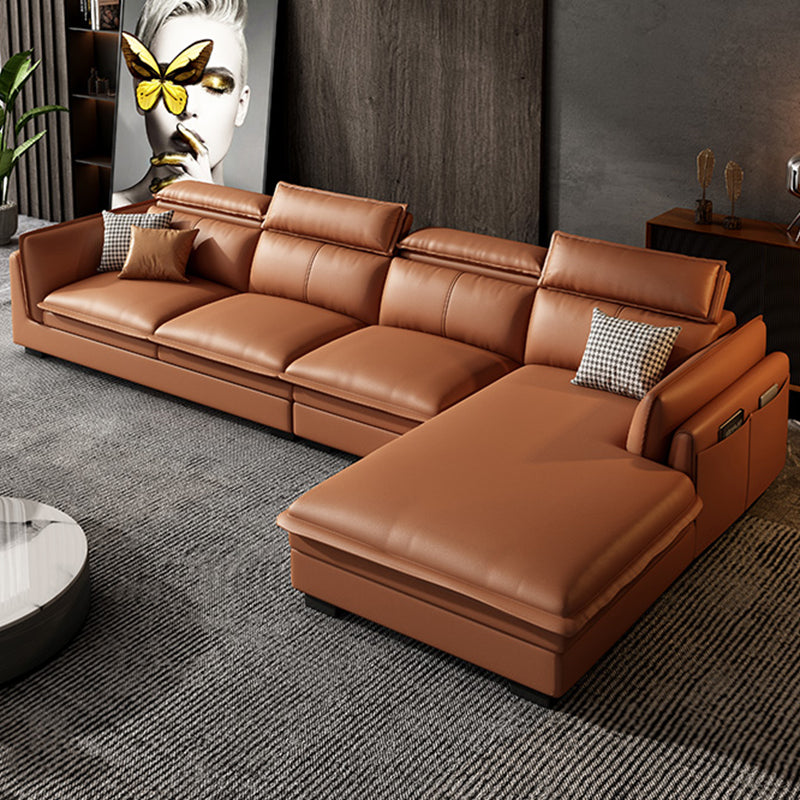 Contemporary Pillow Top Arm Sofa & Chaise Sewn Pillow Back Sofa