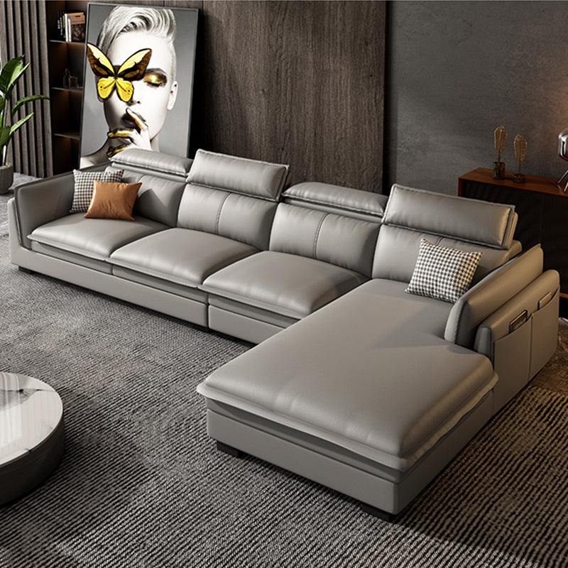 Contemporary Pillow Top Arm Sofa & Chaise Sewn Pillow Back Sofa