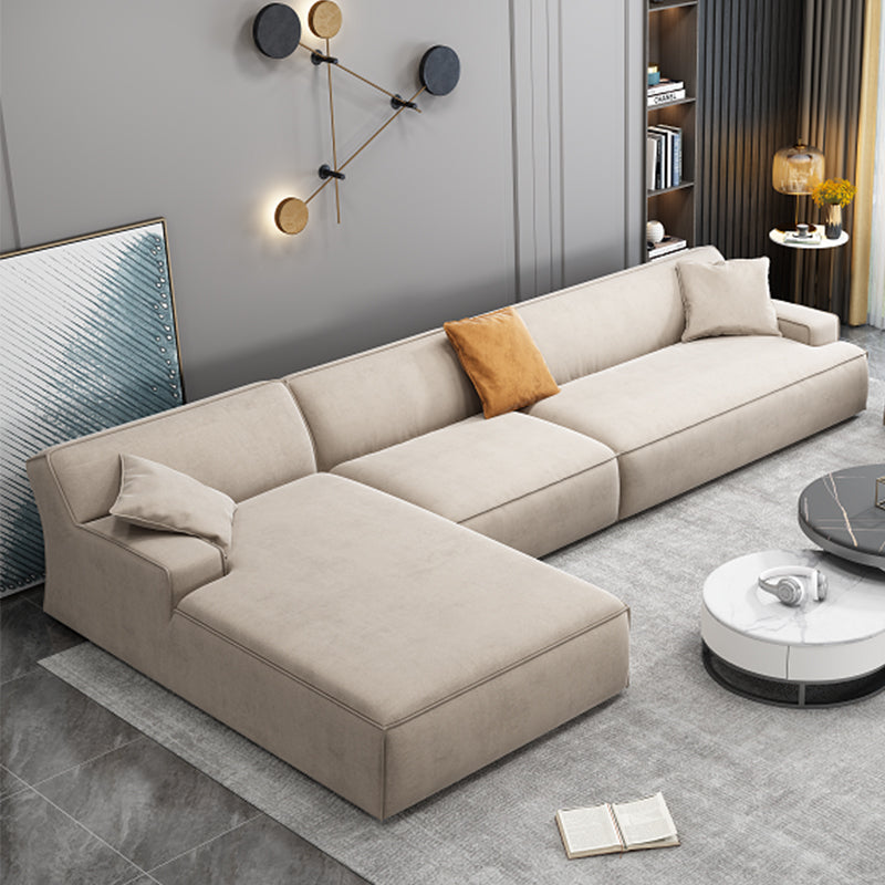 Modern Cotton Sofa & Chaise Recessed Arm Cushions Sofa for Living Room