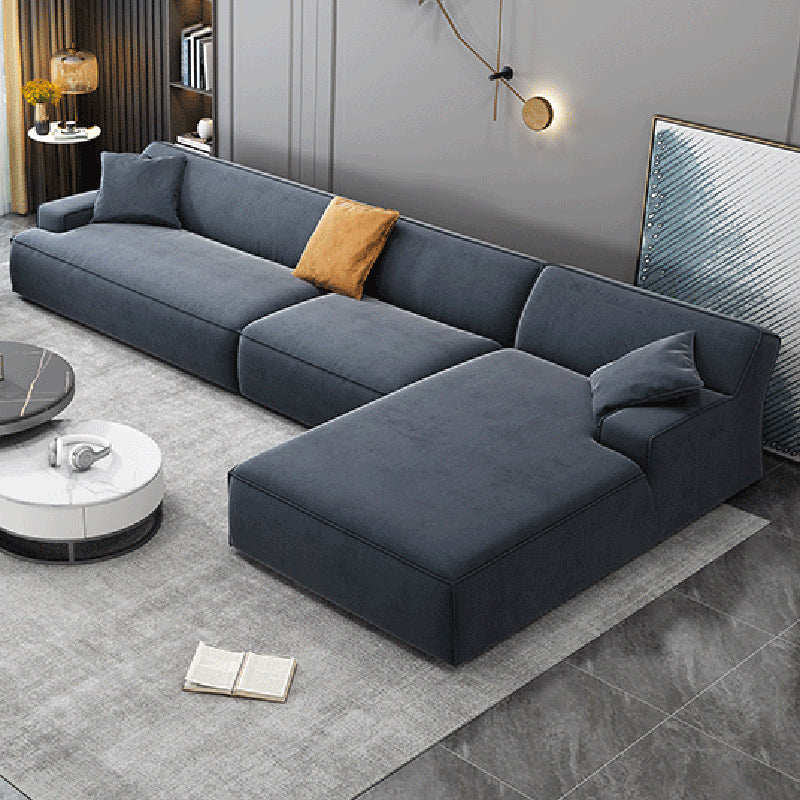 Modern Cotton Sofa & Chaise Recessed Arm Cushions Sofa for Living Room
