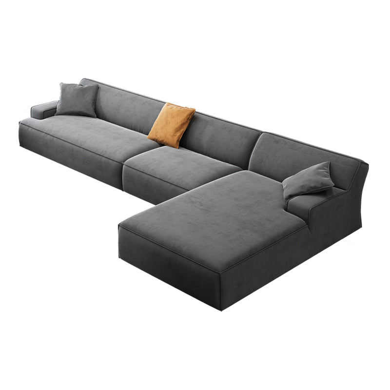Modern Cotton Sofa & Chaise Recessed Arm Cushions Sofa for Living Room