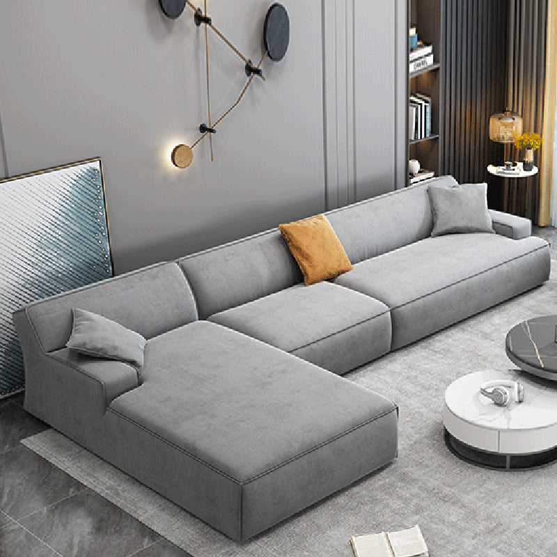 Modern Cotton Sofa & Chaise Recessed Arm Cushions Sofa for Living Room
