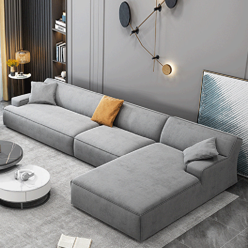 Modern Cotton Sofa & Chaise Recessed Arm Cushions Sofa for Living Room