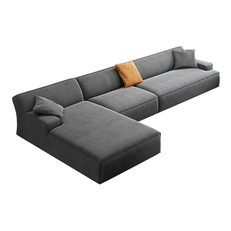 Modern Cotton Sofa & Chaise Recessed Arm Cushions Sofa for Living Room