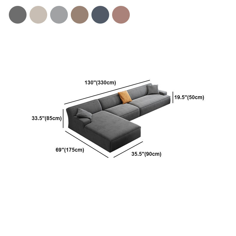 Modern Cotton Sofa & Chaise Recessed Arm Cushions Sofa for Living Room