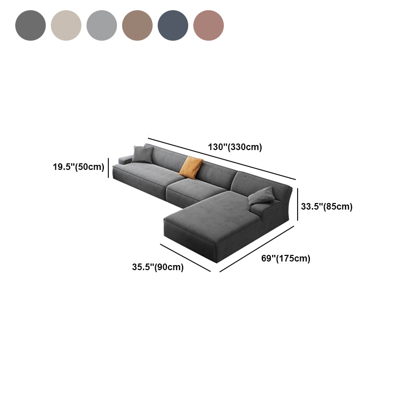 Modern Cotton Sofa & Chaise Recessed Arm Cushions Sofa for Living Room