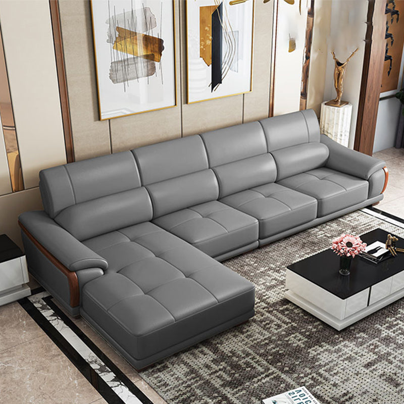 Nordic Style Sofa Bed Leather in Beige/grey/beige Cushioned Back Sofa