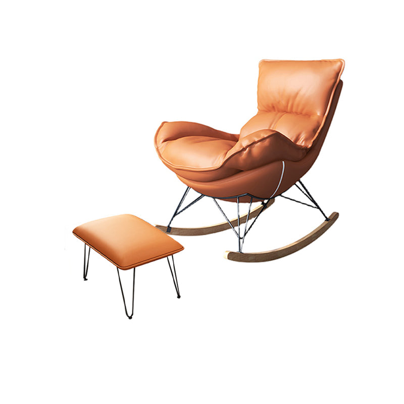 Modern Armless Accent Chair Faux Leather & Velet Lounge Chair with High Back