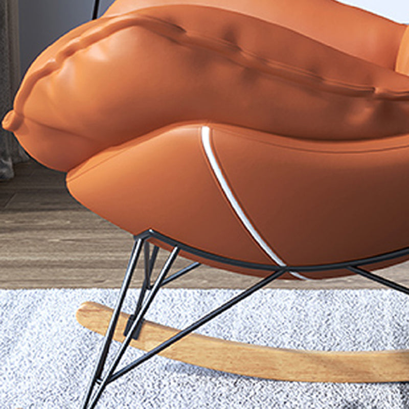 Modern Armless Accent Chair Faux Leather & Velet Lounge Chair with High Back