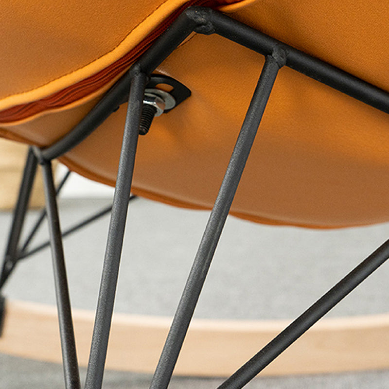 Modern Armless Accent Chair Faux Leather & Velet Lounge Chair with High Back