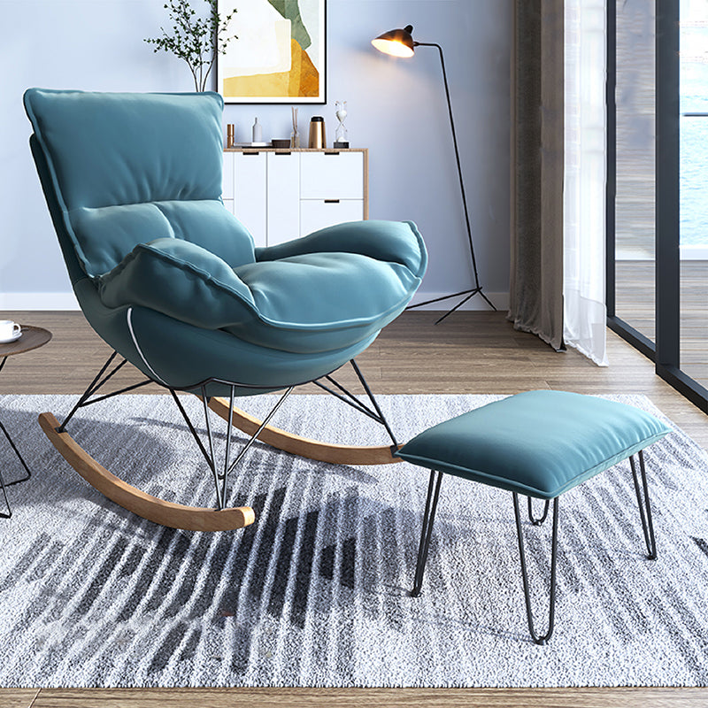 Modern Armless Accent Chair Faux Leather & Velet Lounge Chair with High Back