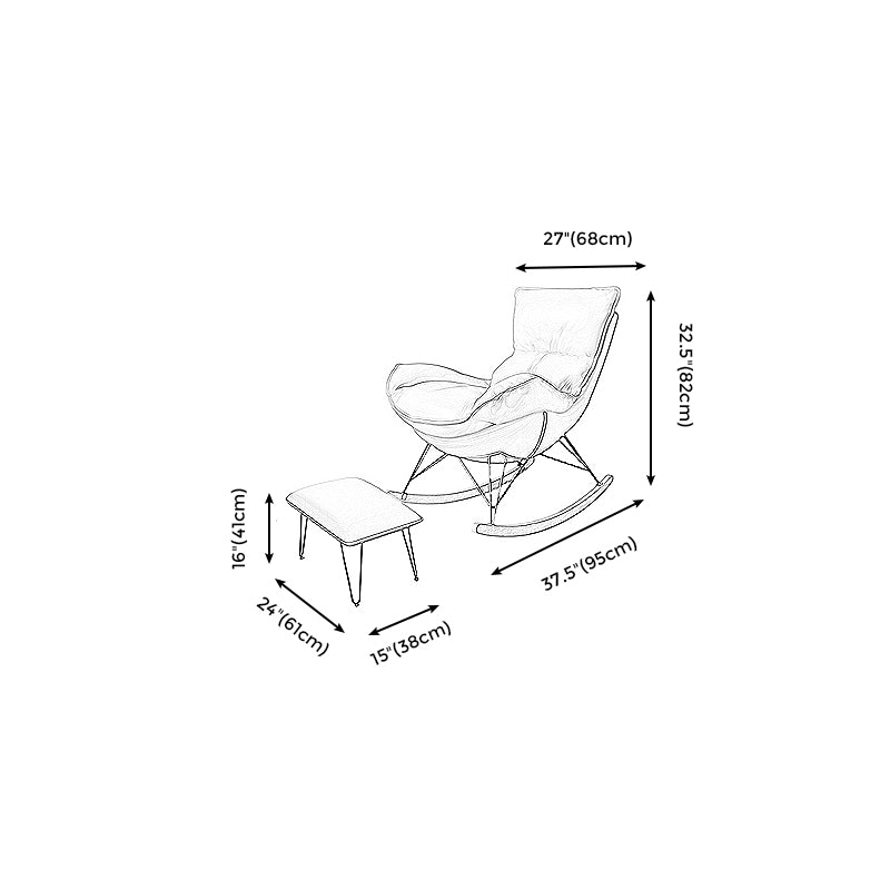 Modern Armless Accent Chair Faux Leather & Velet Lounge Chair with High Back