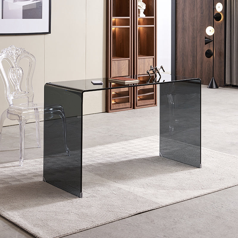 Modern Style Coffee Table with Rectangular Black/transparent Tempered Glass Abstract Base