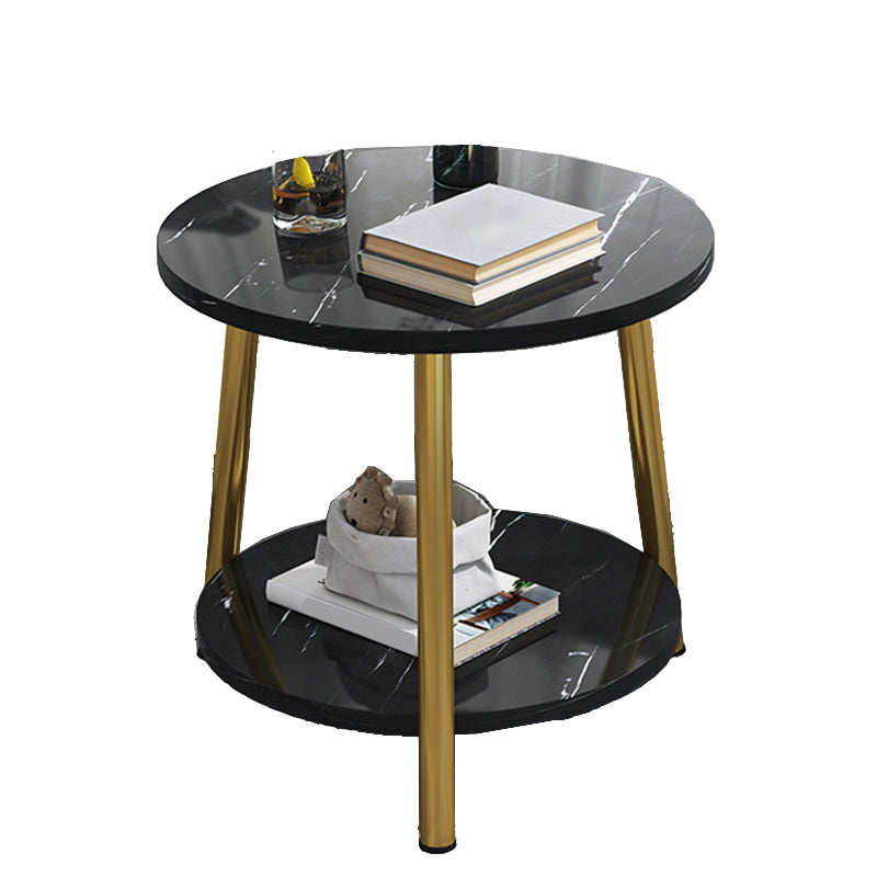 Modern Style Round/oval Wood-paneled 3/4 Leg Base with Storage Rack Coffee Table